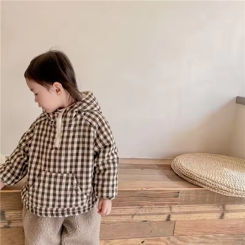 Children plaid fleece cotton kids casual outerwear - Image 2