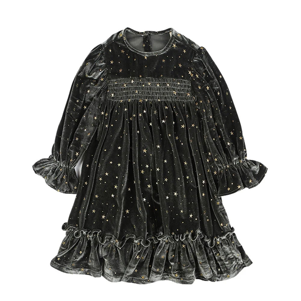 Velvet Girls Printing Winter Dress