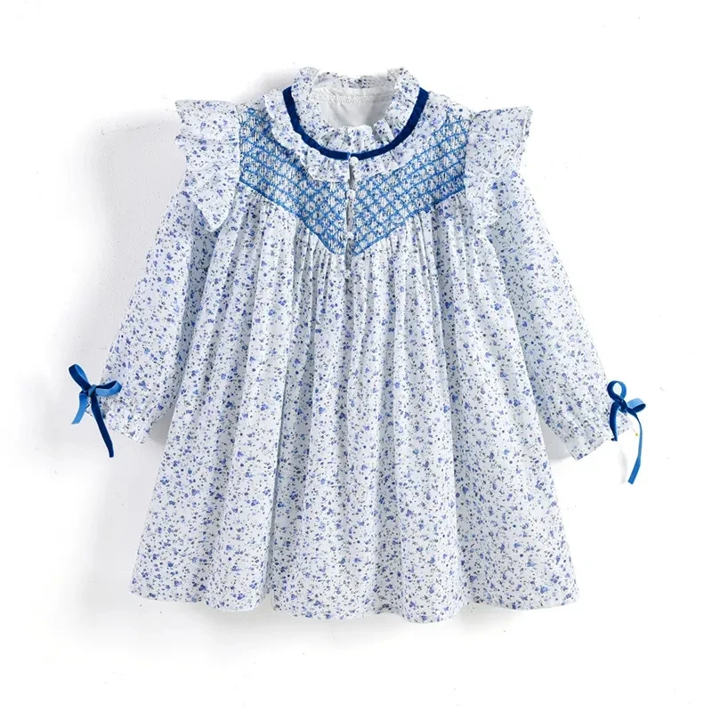 Flower Hand Smocked Children Clothing Smock Dress