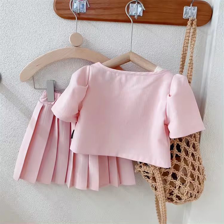 Kids Plaid Blouses shirts Jeans Shorts Sets Summer - Image 3