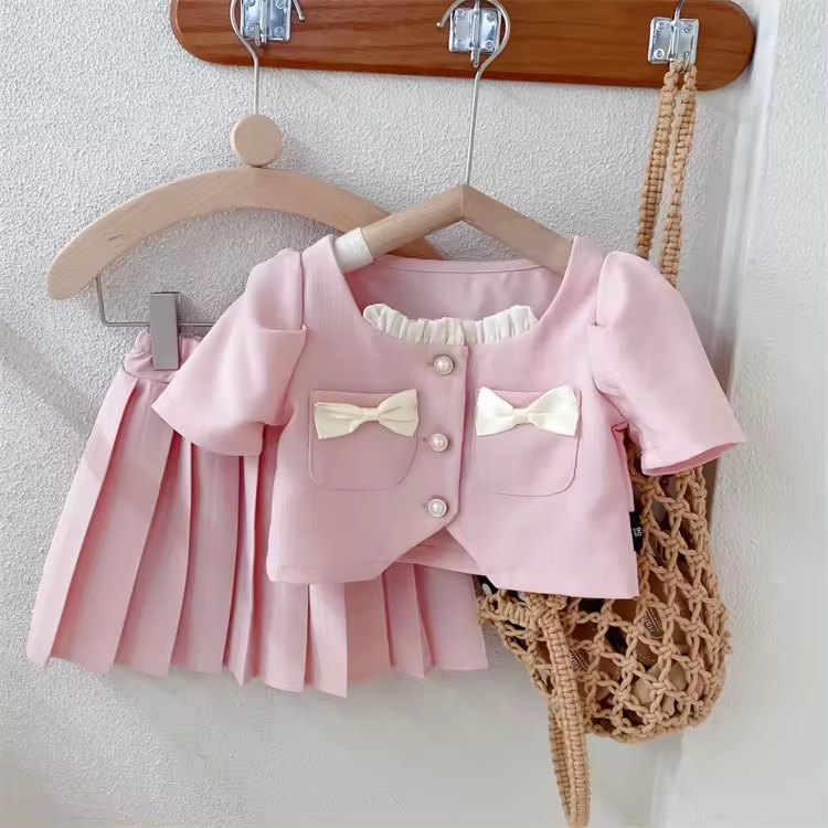 Kids Plaid Blouses shirts Jeans Shorts Sets Summer