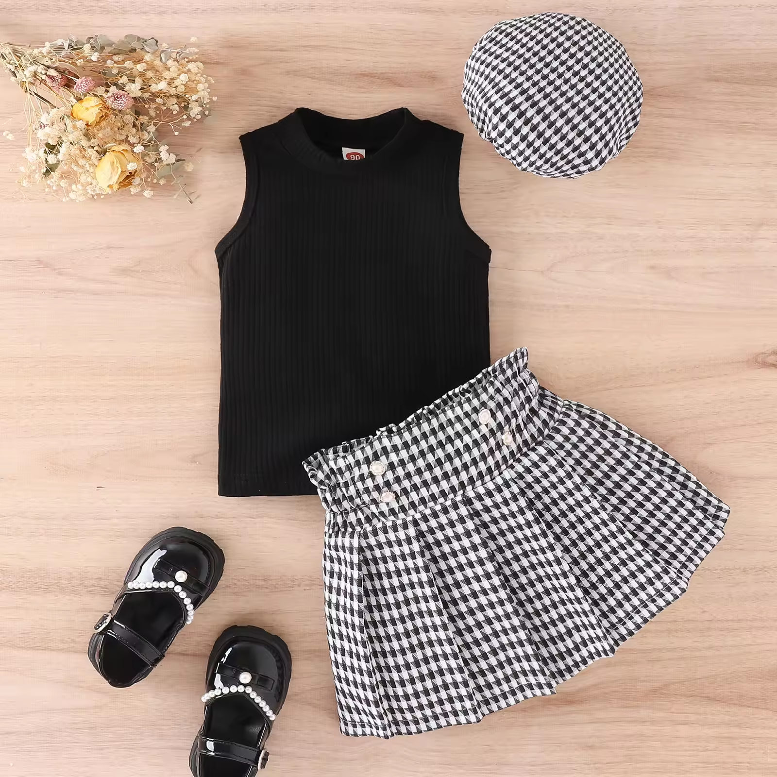Summer Kids Sleeveless Vest skirt hat 3 Piece Set