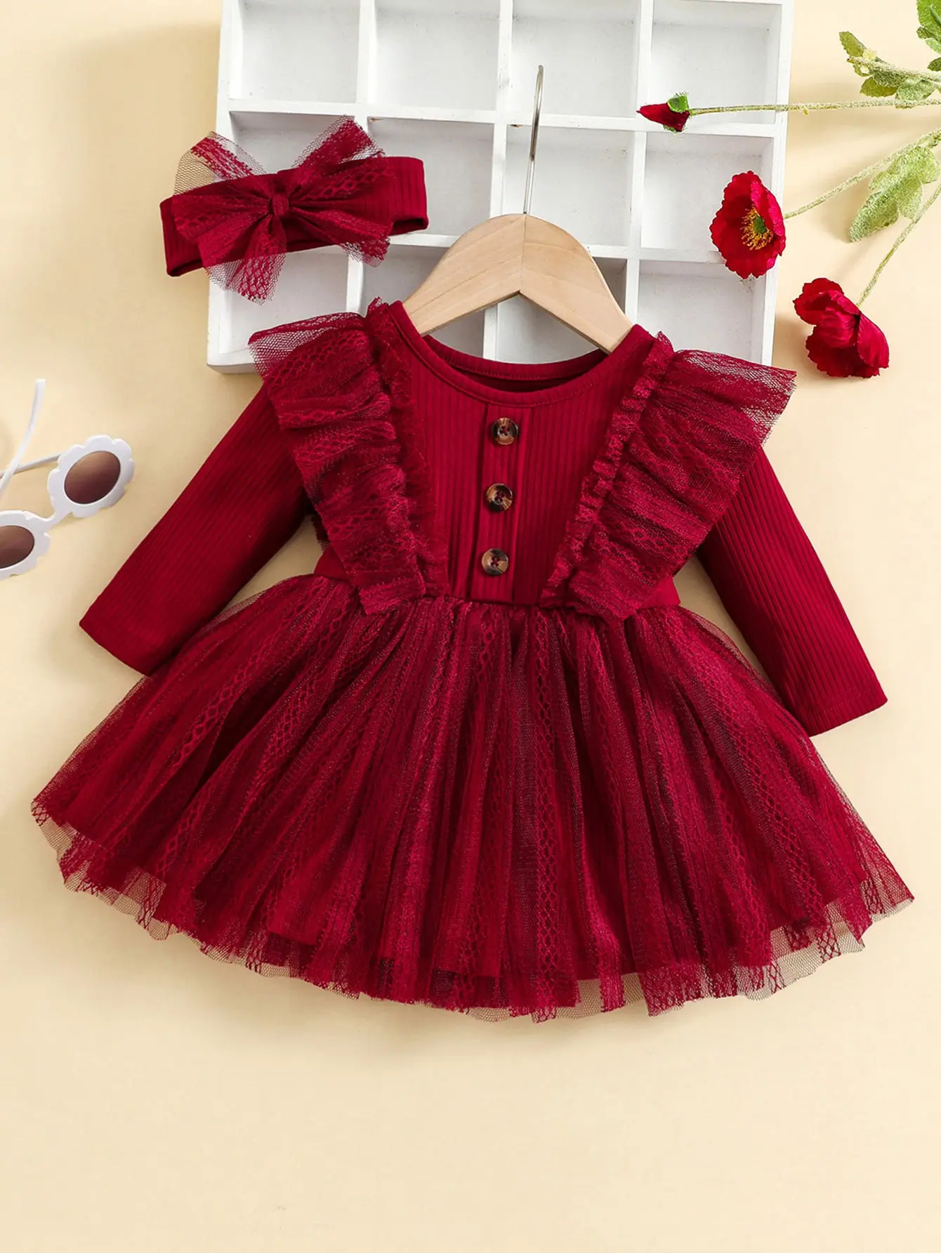 Mesh Fluffy Dress Long Sleeve Dress - Image 2
