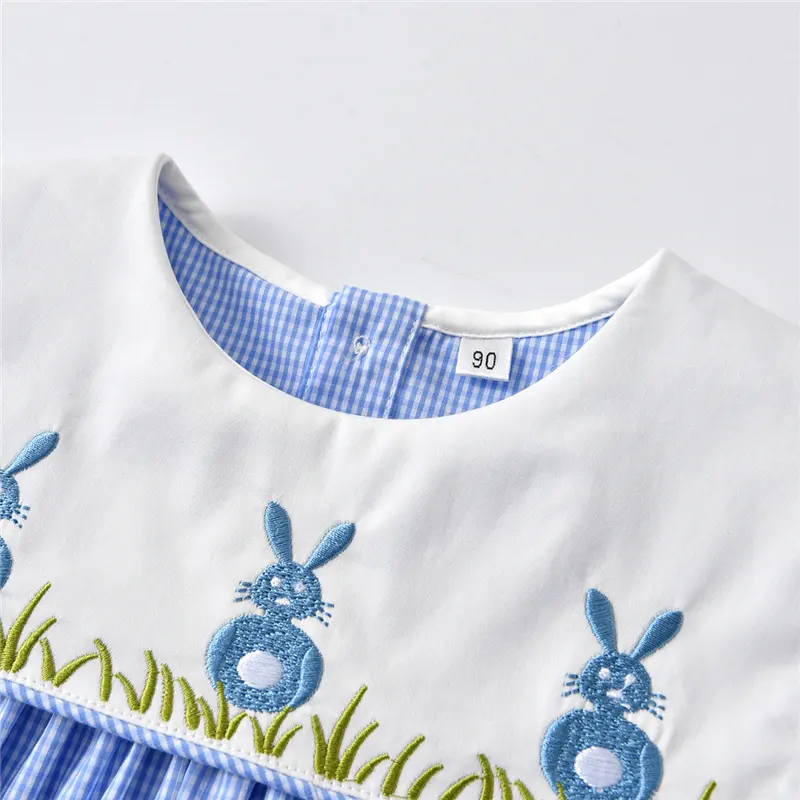 Baby Girl Dress Bunny Embroidery Cotton Comfortable Kids Dress - Image 3