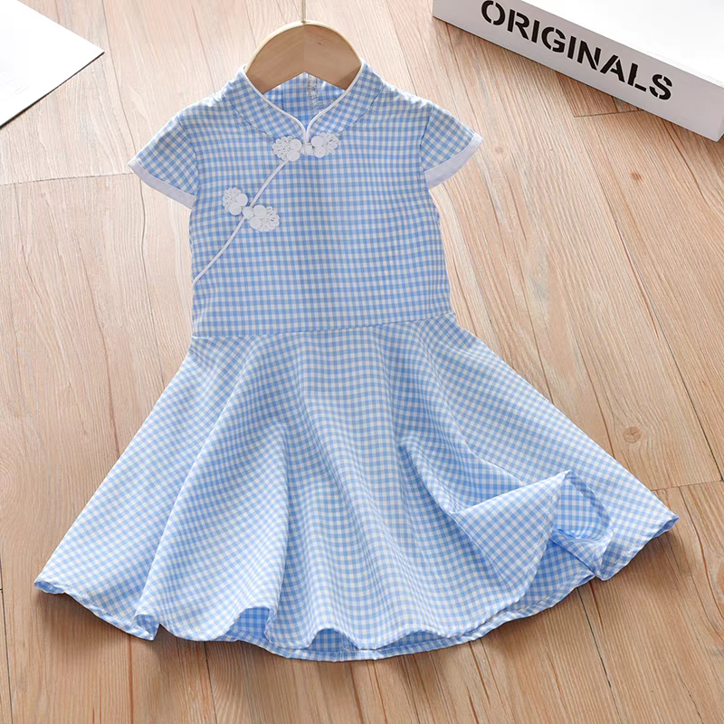 Chinese style buckle short sleeved ancient white dress children's dress big swing skirt - Image 4