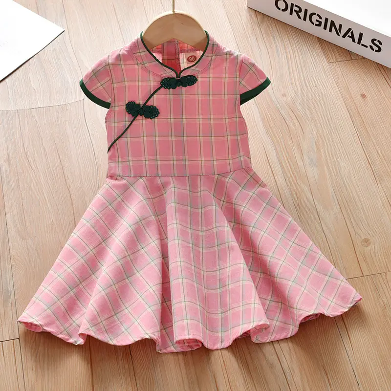 Chinese style buckle short sleeved ancient white dress children's dress big swing skirt - Image 5
