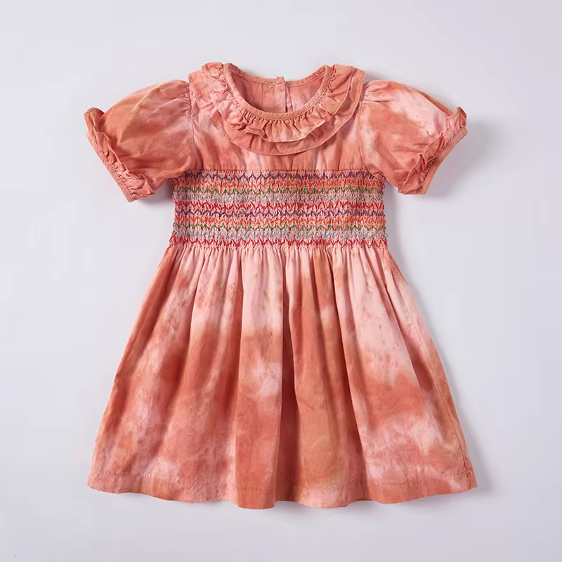 Plant tie dye sweet and cute children's dress - Image 5