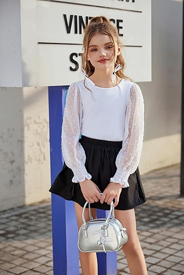 Ruffle Polka Pullover Cute Round Neck Long Sleeved Shirt - Image 2